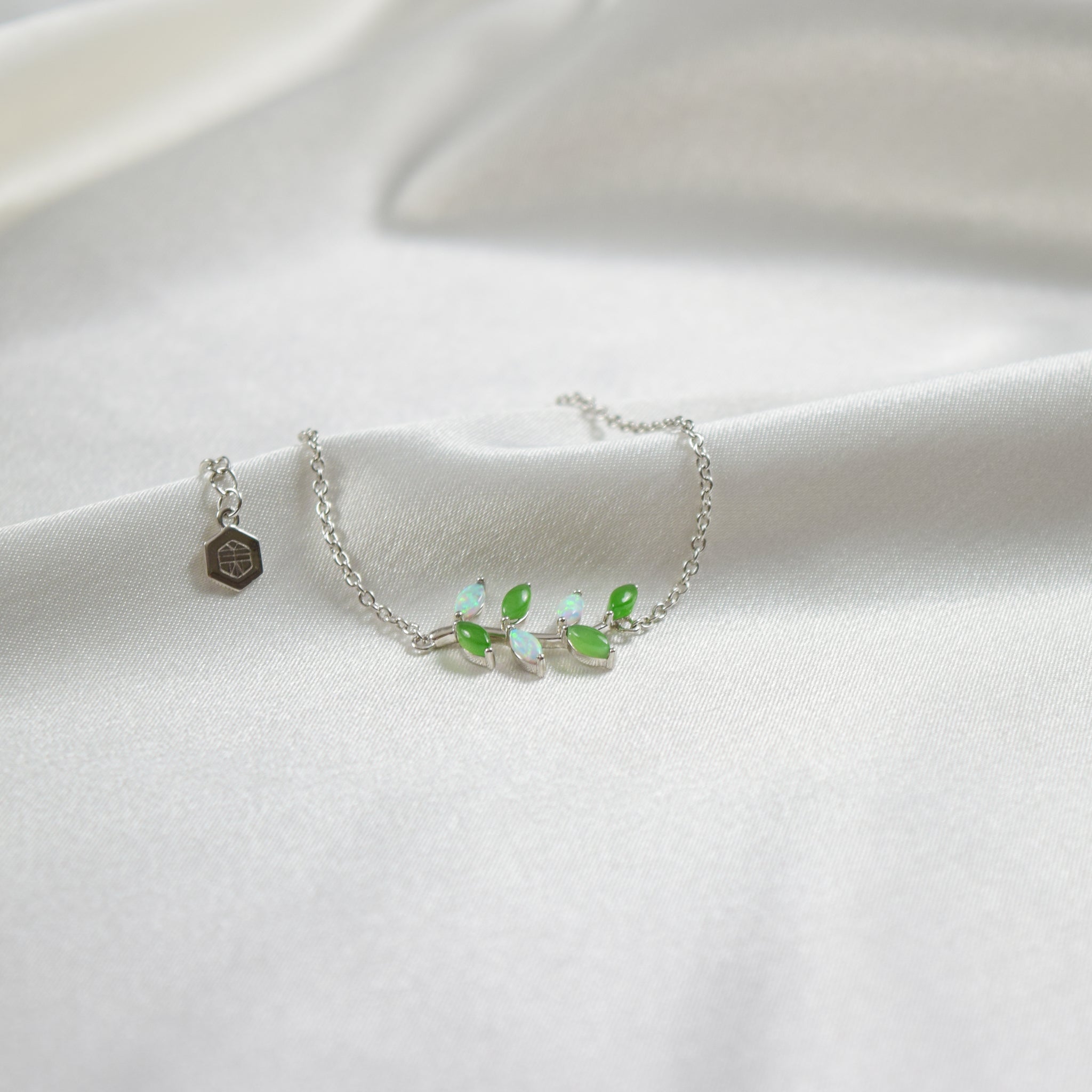 Silver Jade Blossom Bracelet - Arcadia