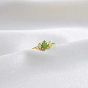 Gold Jade White Lotus Ring -  Aveline