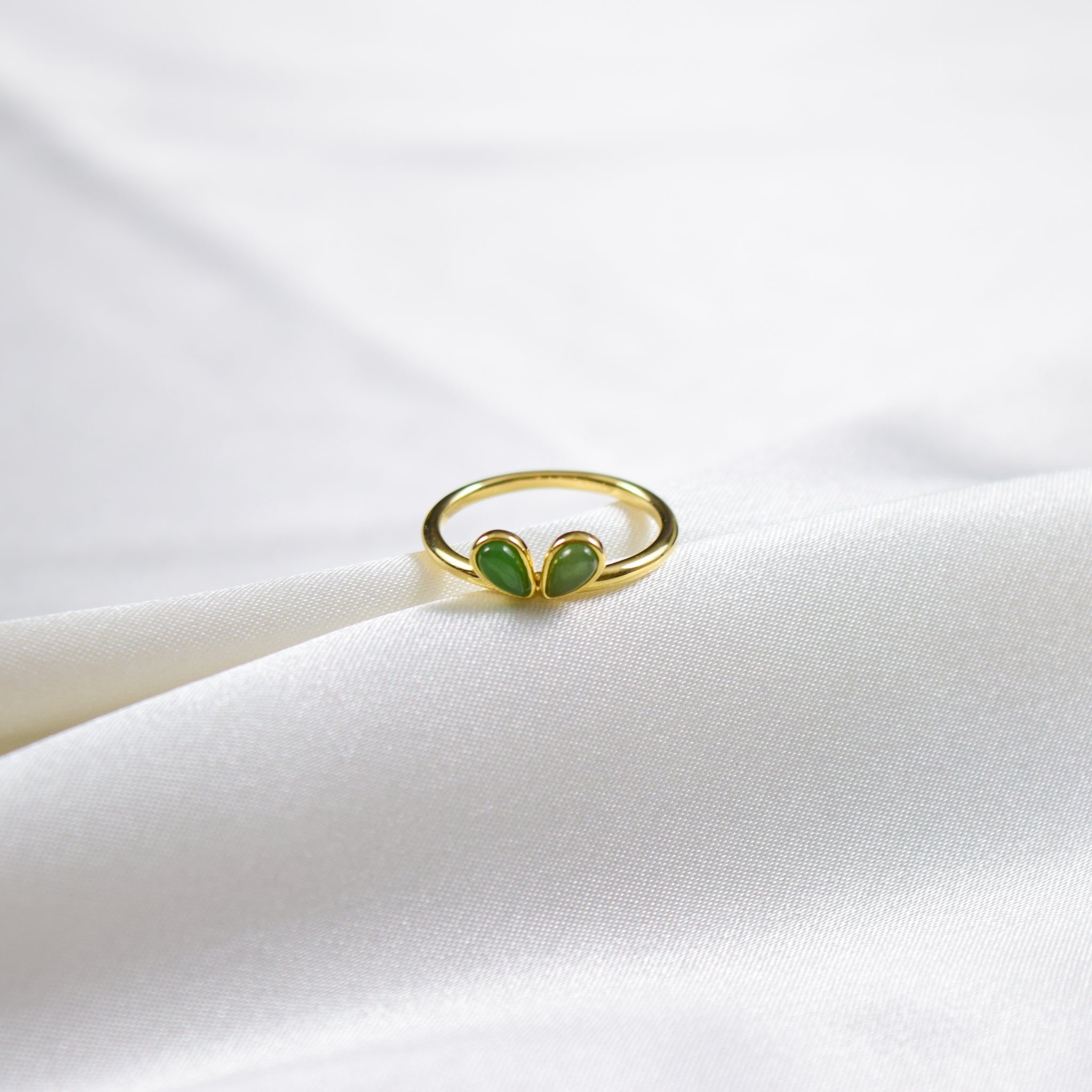 Gold Jade Bunny Ring - Adora